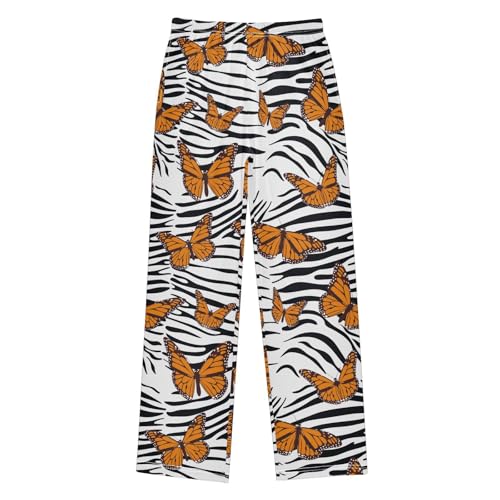 Boys' Pants Zebra Animal Print Butterflies White Long Bottoms Jogger Pants Elastic Waist Trousers with Pockets S-XL