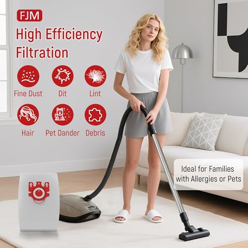Image of 3D Airclean Dust Bags Replacement for Miele FJM Vacuum Compact C2 Compact C1 Complete C1 S241 S290 S300i S500 S700 S4 S6 Series (Pack of 15) with 3 Motor Protection Filters 3 Air.Clean Filters