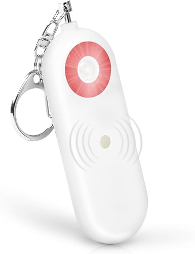 Alarma de seguridad personal para mujeres  Llaveros de autodefensa de 130 dB, silbato de sirena, batería reemplazable con luz estroboscópica LED SOS