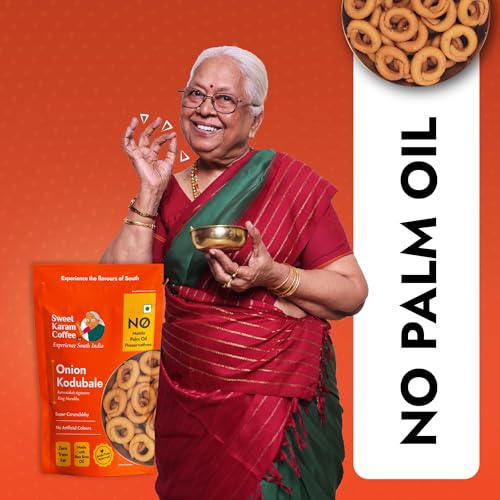 Image of Sweet Karam Coffee Onion Kodubale (Ring Murukku) - 200grams | No Maida, Palm Oil or Preservatives | Authentic South Indian Chakli Snack | Crispy Tea-Time Namkeen | Homemade & Flavorful Recipe