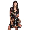 Milumia-Womens-Boho-Button-Up-Split-Floral-Print-Flowy-Party-Dress Milumia Women's Vintage Boho Button Up Split Floral Print Flowy Party Dress A Black X-Large