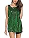 GUANYY Women's Sleeveless Sparkle Shimmer Camisole Vest Sequin Tank Tops (Green, Large)