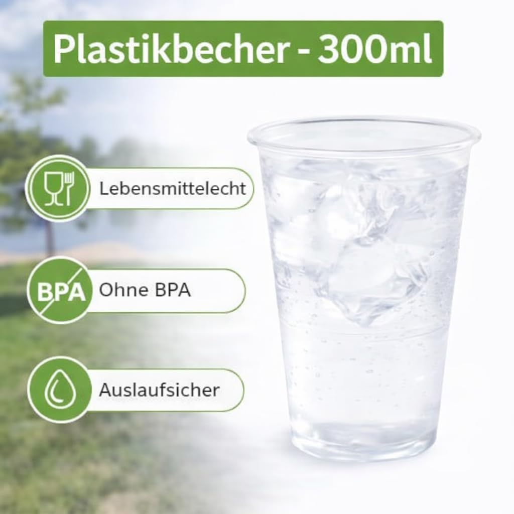 Transparente Plastikbecher 0,3l - 2000 Stück | Ideal als Trinkbecher Einweg für Party & mehr | Plastikbecher für Kaltgetränke (2000, 0,3L)