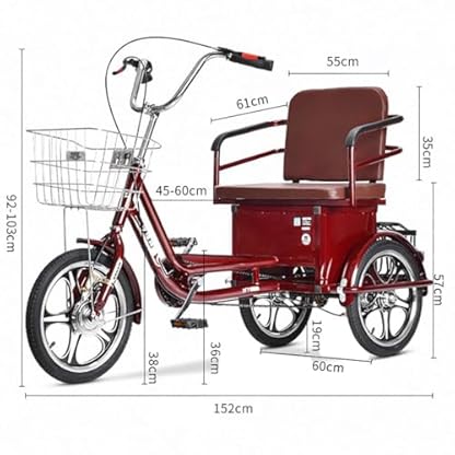 16" Dreiräder Erwachsene Mit Korb Dreirad Für Erwachsene 150KG Last Höhenverstellbar 3 Räder Fahrrad Cityräder Cruise Einkaufsrad Für – Bild 4