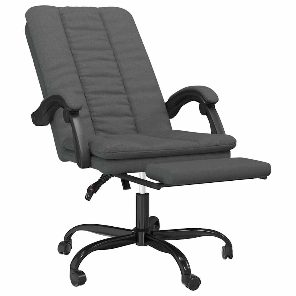 Fauteuil de Bureau Inclinable Tissu Gris Foncé avec Repose-Pied