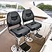 GYMAX Boat Seats, 2 Pack Folding Low Back Boat Seats with Stainless Steel Screw Included, Fold-Down Boat Captain Chairs for Fishing Yachts (Black and Grey)