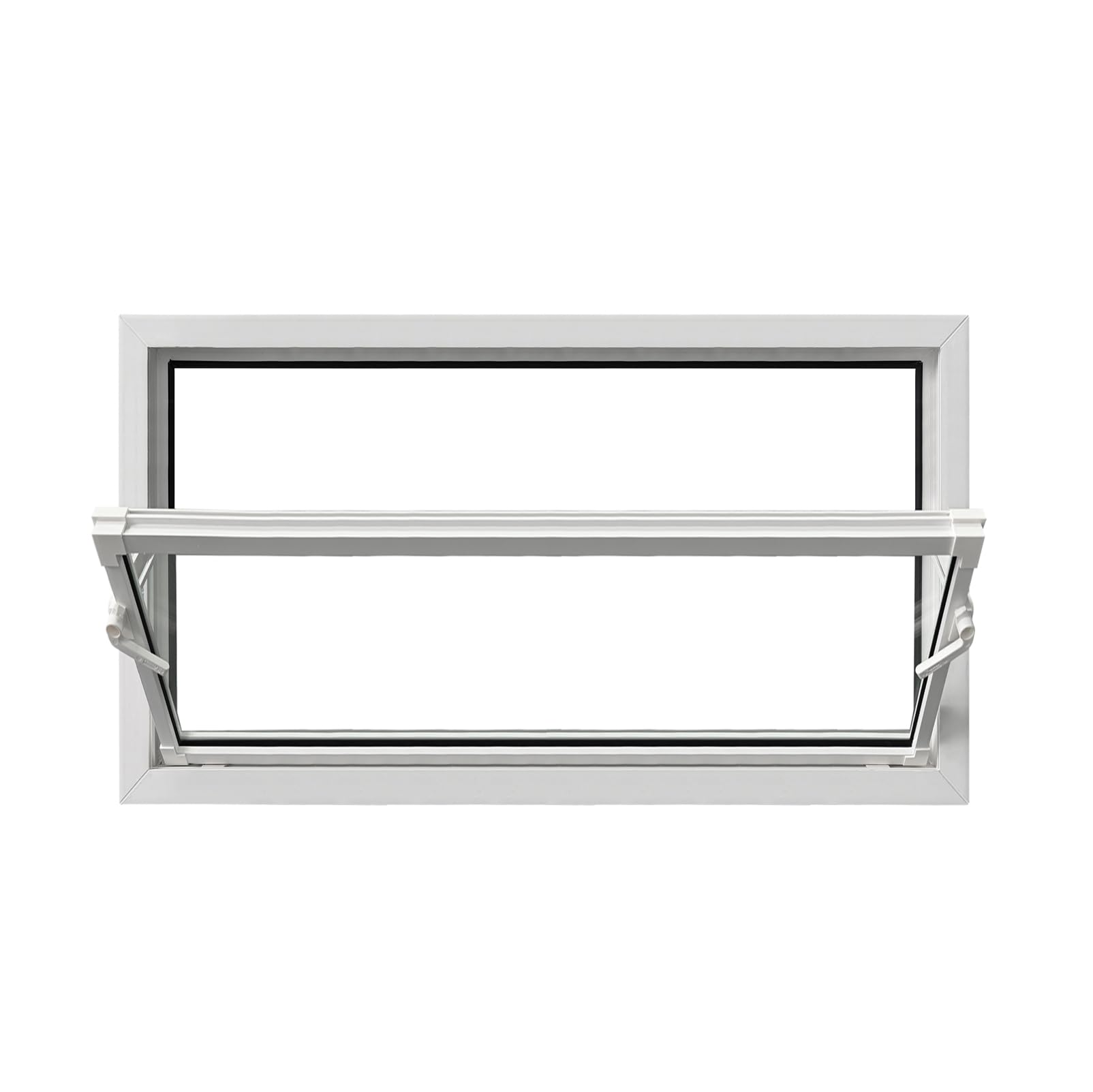 Framex Finestra per seminterrato in PVC Bianco, 100 x 50 cm (1000 x 500 mm), con Doppio Vetro, Apertura a Vasistas e a Battente – Finestra in plastica senza manutenzione per seminterrati