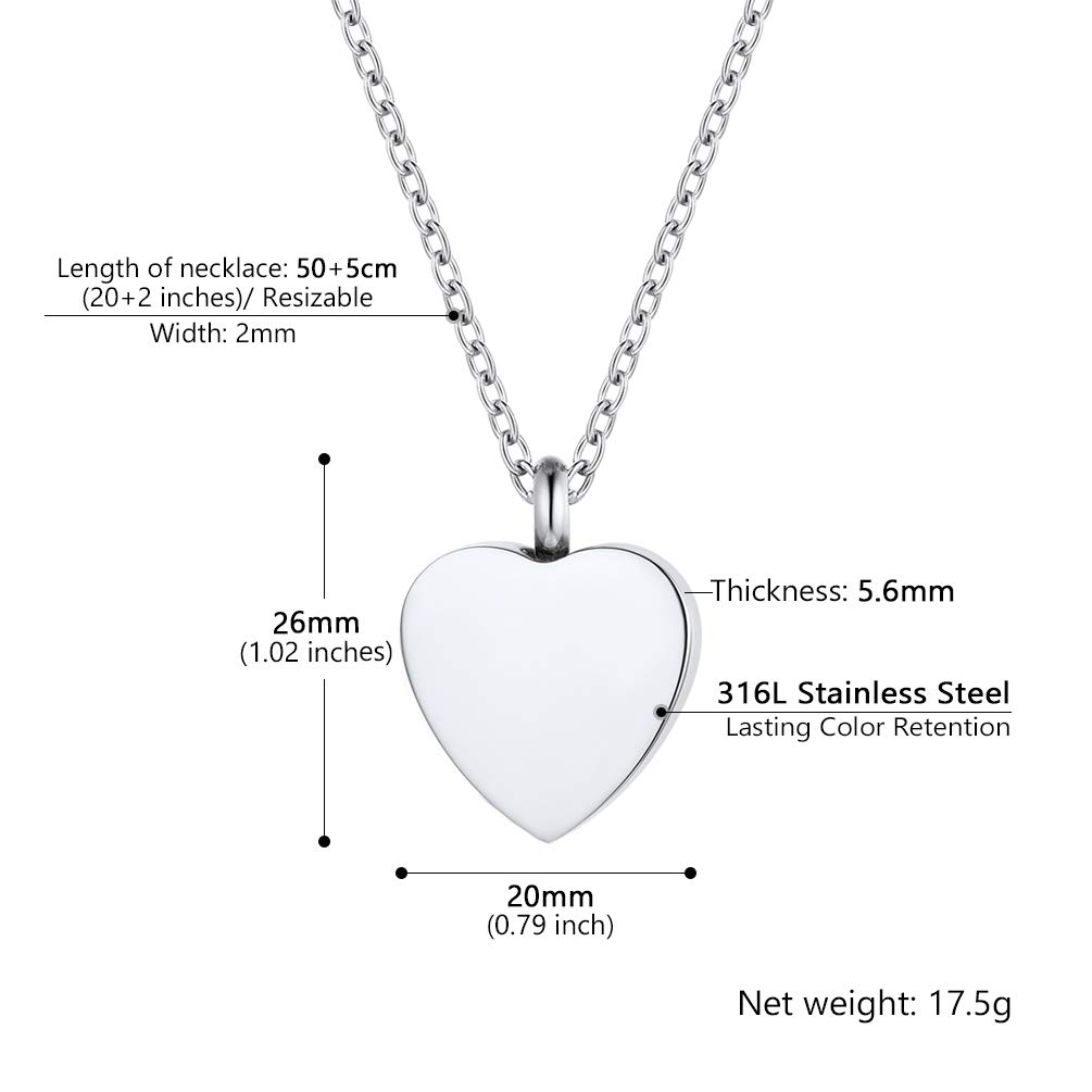 PROSTEEL Collana Ciondolo Portaceneri Cane Gatto Uomo a Forma Cuore in Acciaio Inossidabile
