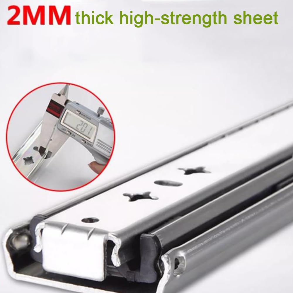 300-1000mm Guide Per Cassetti Montaggio Laterale Guide Cassetti Carichi Pesanti Estrazione Totale Guide Industriali Largo 53 Mm 1 Paio(18in/450mm)