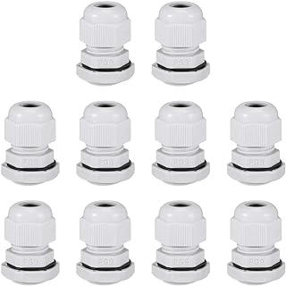 uxcell 10Pcs PG9 Cable Gland 2mm-6mm Wire Hole Waterproof Nylon Joint Adjustable Locknut with Washer White