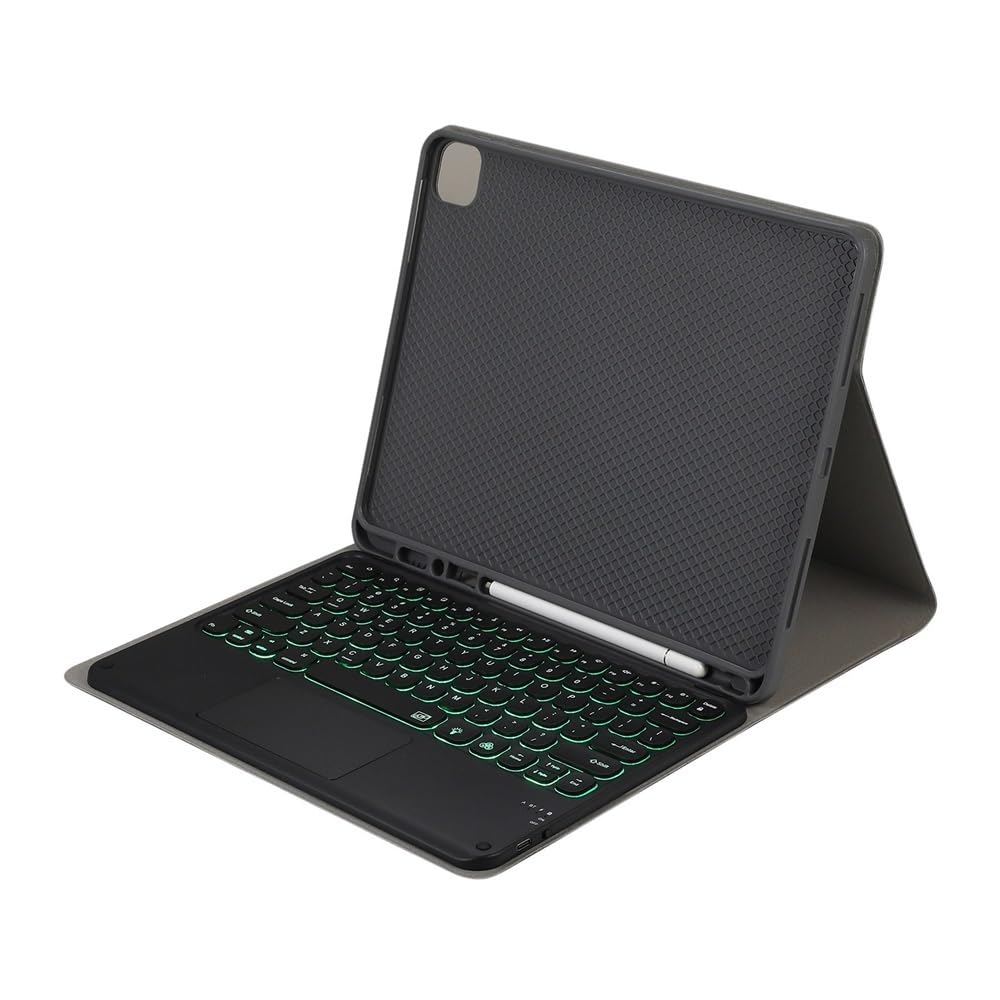 YSJX Funda Protectora for Tableta, Tapa de tecla Redonda, Teclado táctil Adecuado for iPad Air de 11 Pulgadas (M2/M3)/air5/air4 de 10,9 Pulgadas Universal(Mint Green+White Backlit KB)