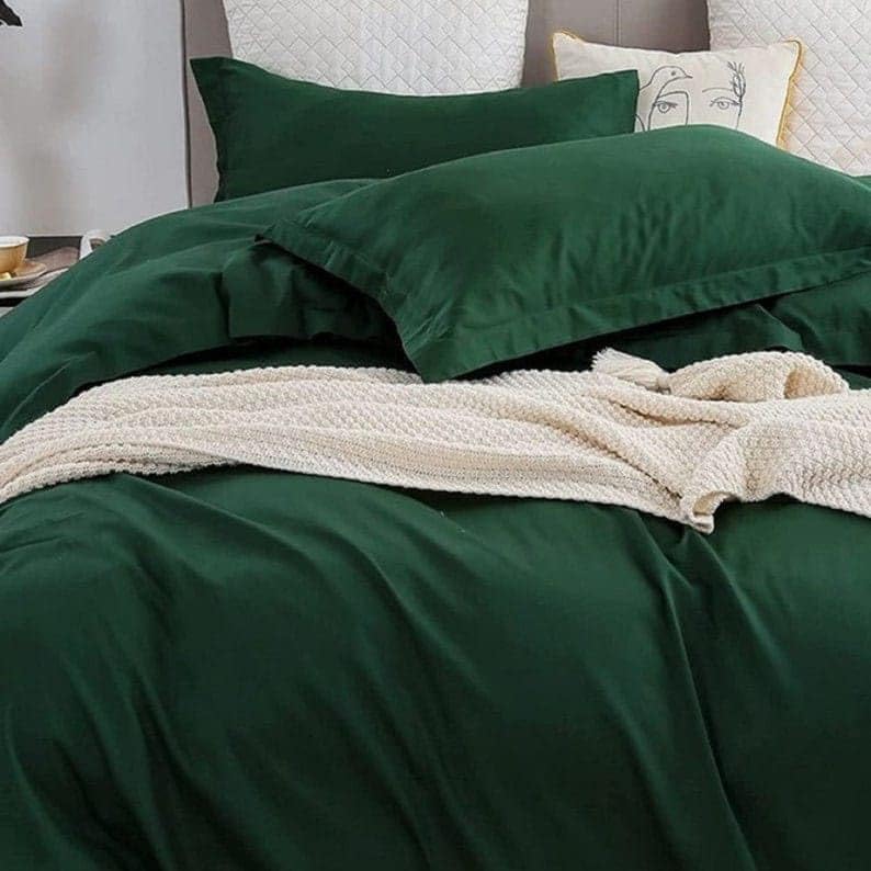 Miniatura 2 de INDACORIFY Emerald Green Cotton Duvet Cover Stonewashed Cotton Bedding set and Pillowcases Luxurious Cozy Comfy Soft Cotton Bedding Set Donna Cover