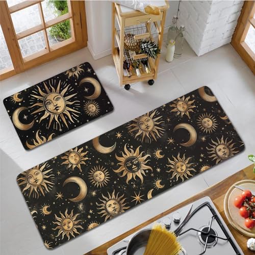 Yungotc KITCHEN-#1D35CT9XFGZ0W23CEVXE Gothic Kitchen Rugs And Mats Set Of 2, Cushioned Anti Fatigue Moon Phase Kitchen Rug, For In Front Of Sink Washable Non-Slip, Goth Witch Kitchen Decor, Black Kitchen Floor Mats thumb #4