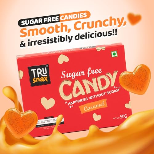Image of TruSnax SugarFree Hard Candies | Caramel Flavour Candy | Diabetic and Keto Friendly Toffee | No Added Sugar | 300g(50 * 6)