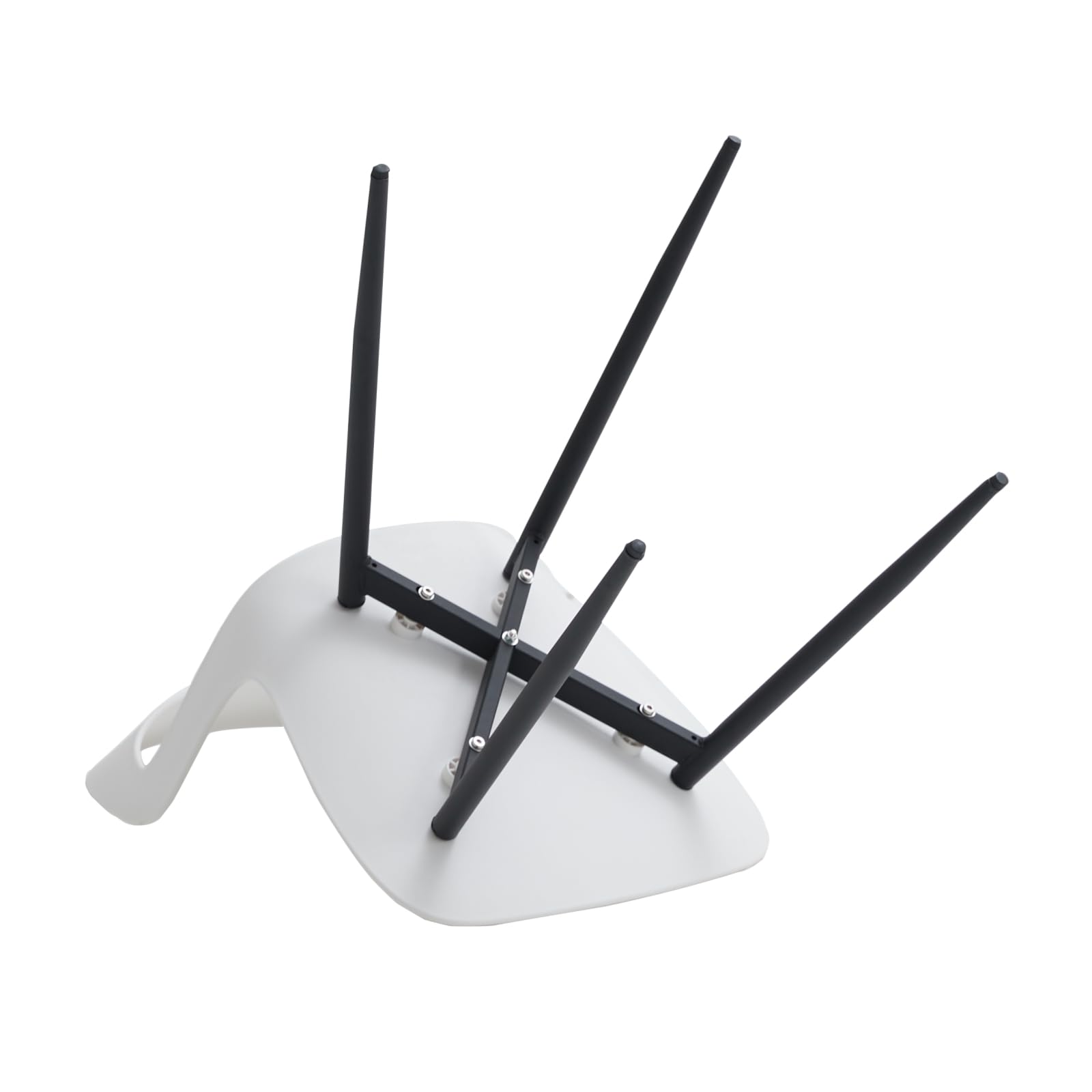 Set di 6 Sedie da Pranzo Moderno, Sedie da Cucina, con Gambe in Metallo Sedia e Grande Design Dello Schienale Cavo, Adatto Per Soggiorno e Sala da Pranzo - Bianco + Nero