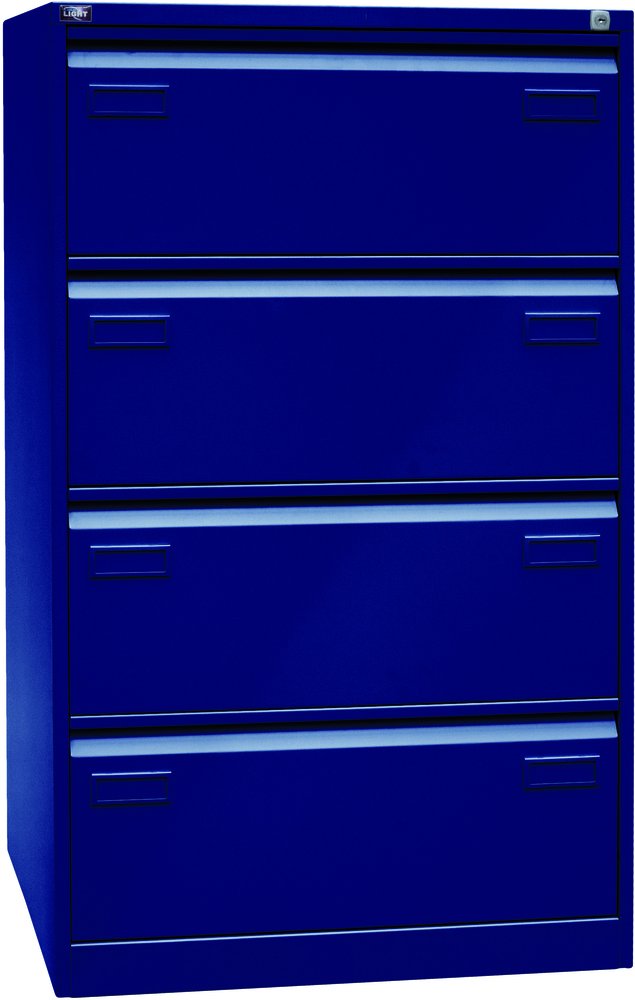 Bisley LIGHT Hängeregistraturschrank, doppelbahnig, DIN A4, 4 HR-Schubladen, Metall, 639 Oxfordblau, 62.2 x 80 x 132.1 cm