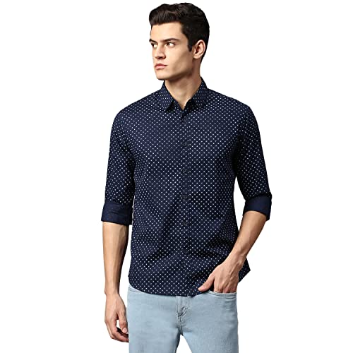 Image of Dennis Lingo Men's Grey Slim Fit Cotton Casual Shirt
