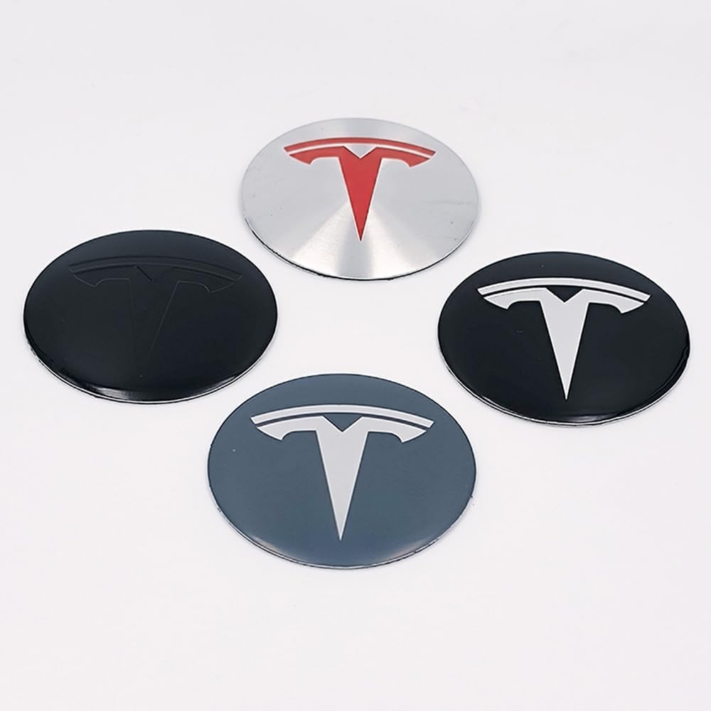 Adesivi Coprimozzo Per Tesla Model 3/S/X/Y 2017-2022 - 4 Pezzi, 56 Mm, ABS E Lega - Foto 6