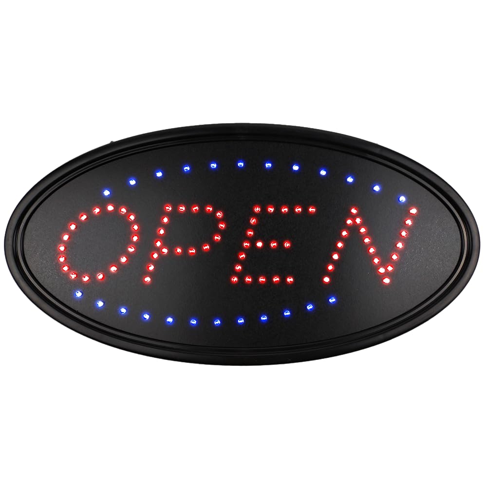 Ultra Bright Open Neon Light Sign For Business Window, Storefront Door, Salon, Bar and Shop, 19" x 10" Eye-Catching Red and Blue LED Electric Display