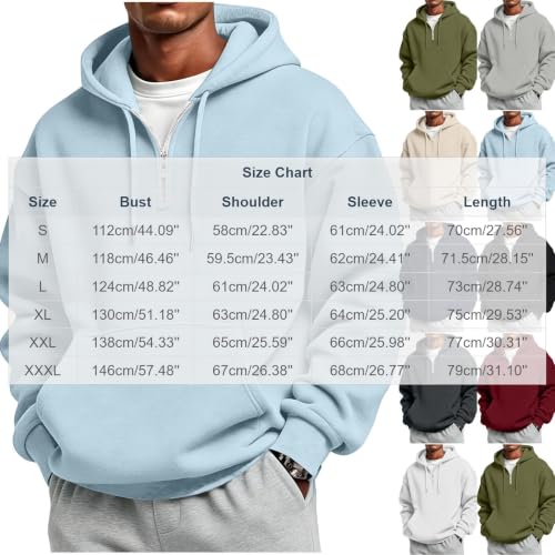 Mens Hoodies Quarter Zip Fleece Oversized Sweatshirt with Pocket - image 4