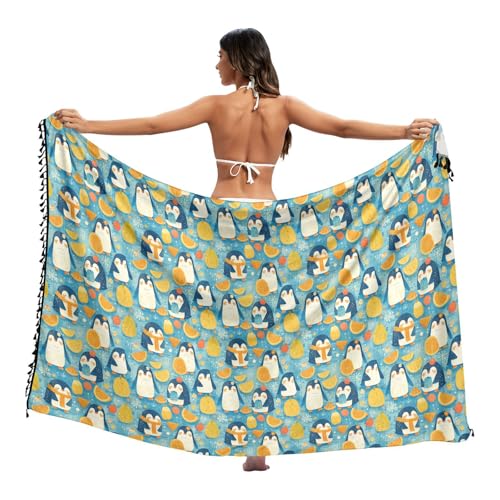 voucong Costume da bagno estivo con pinguino arancione, per bambini, ampio, 114,3 x 177,8 cm voucong Costume da bagno estivo con pinguino arancione, per bambini, ampio, 114,3 x 177,8 cm