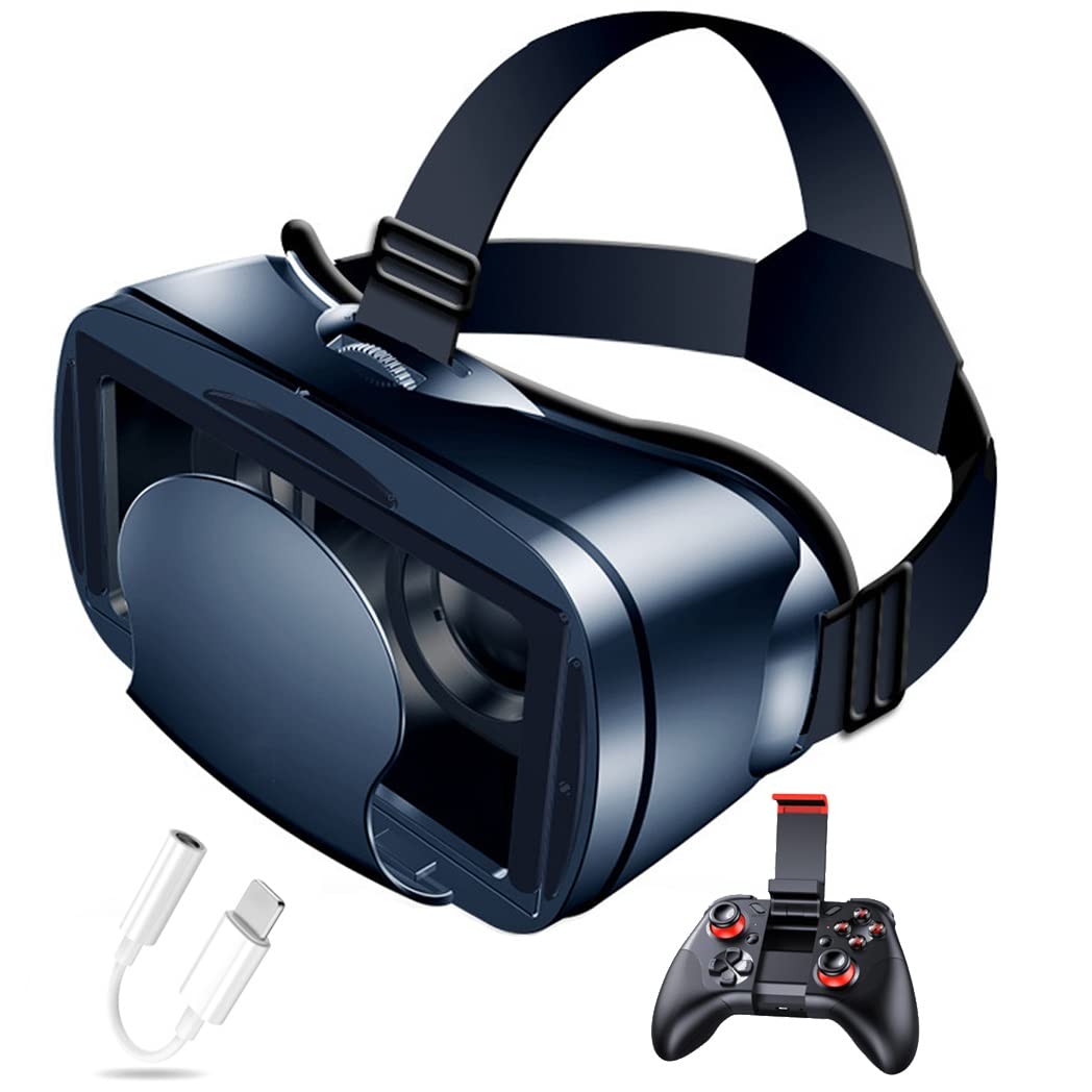 Occhiali VR, Visore Realtà Virtuale, Cuffie 3D VR Compatibile con Tutti Gli, Lente Regolabile per Film e Giochi 3D, per iPhone 13 Pro Max/13 Pro/13/12/11, per Samsung Galaxy S21, Huawei, Xiaomi