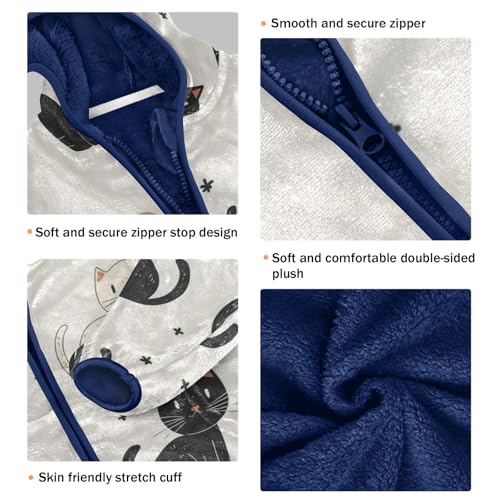 Cute Cats Girls Fleece Jacket Girls Fall Jacket Girls Zip Up Hoodie Girls Sherpa Jacket 2-10T3