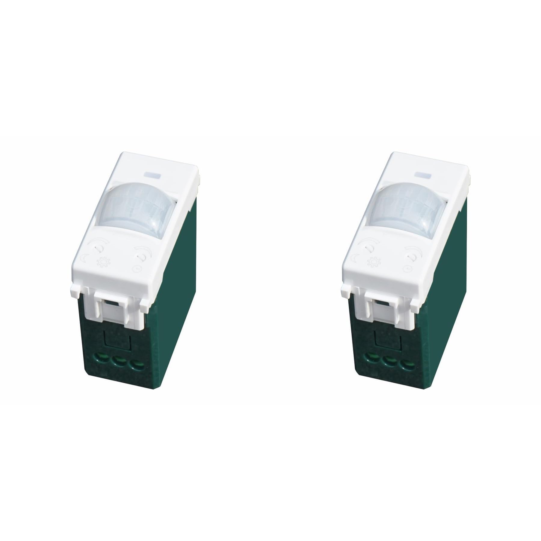 2 Pezzi Sensore di Movimento PIR, Compatibile Con Vimar Plana, Colore Bianco, da Incasso Per Serie Civile, 1 Modulo, Time Lux Regolabile, Angolo Rilevamento 120°