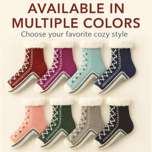 Ultra-thick Cashmere Slipper Home Socks with Gift Pouch, Cozy Plush Non-Slip Fluffy Warm Winter Home Socks for Women & Men2