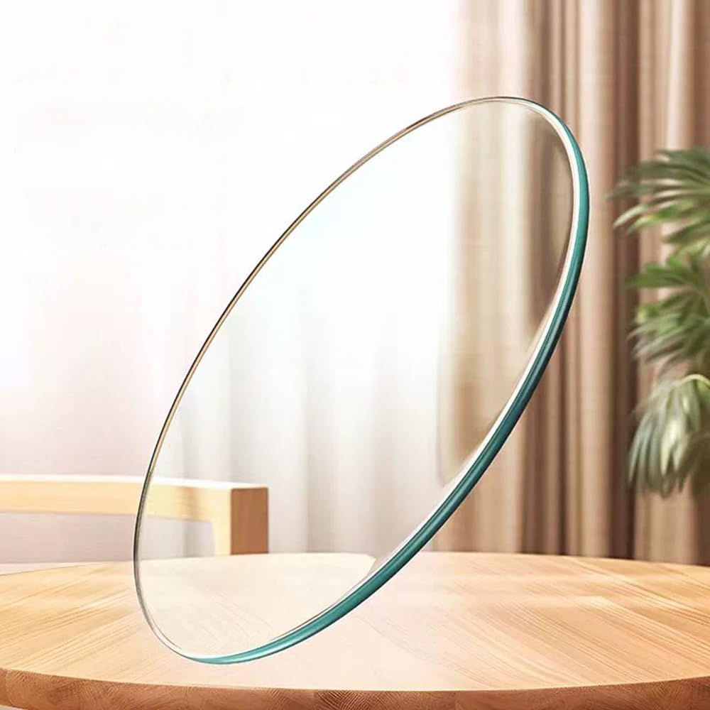 37" Round Glass Table Top, Transparent Tempered Glass with Beveled Polished Edge, Furniture Replacement Parts for Dining Side Coffee(55cm/21.6in)