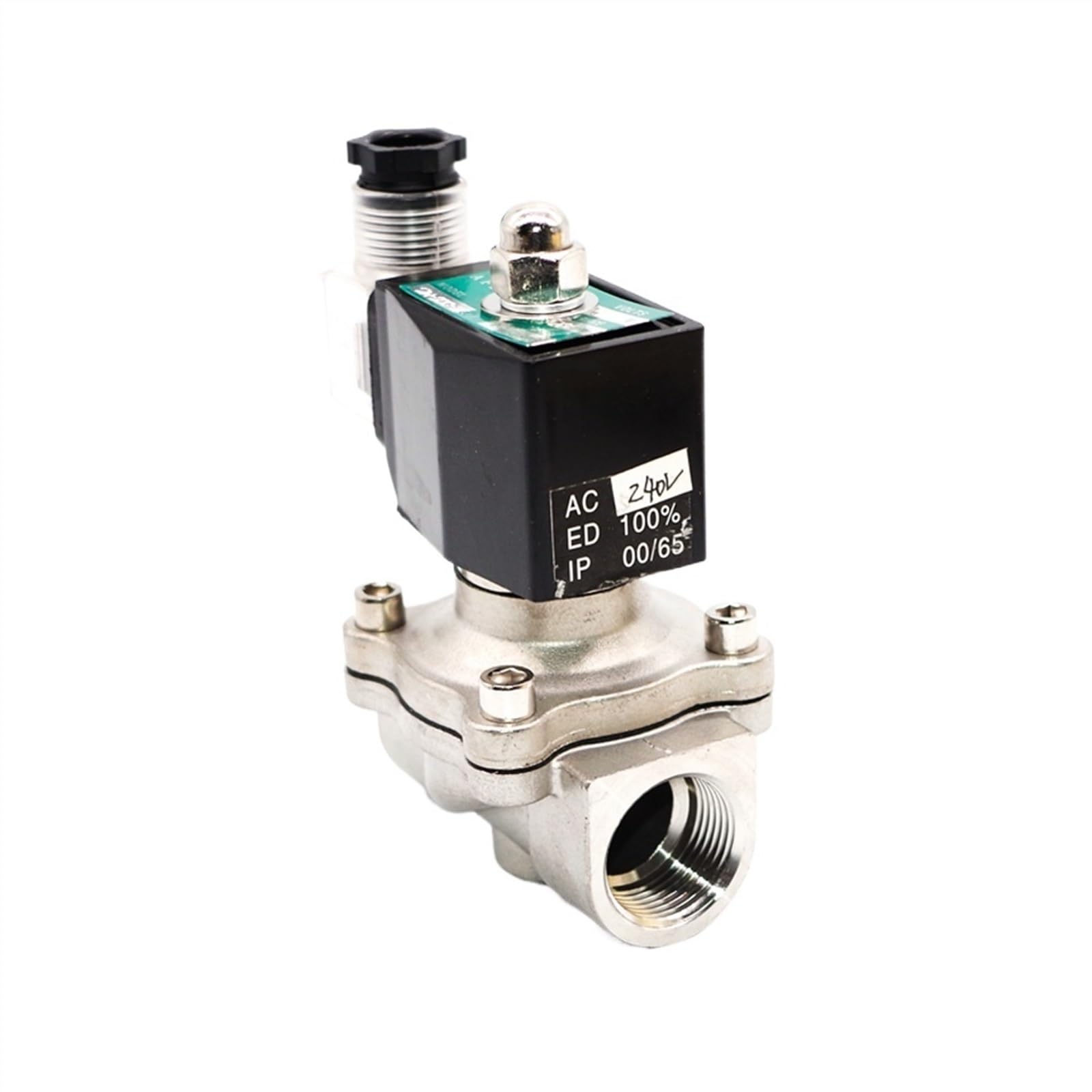 2-drożny zawór elektromagnetyczny woda 12 V 3/4" NPT NC zawór ze stali nierdzewnej z cewką DIN, wodoszczelny IP65 110 VAC 24 V DC 240 V AC 220 V AC (24 VDC)