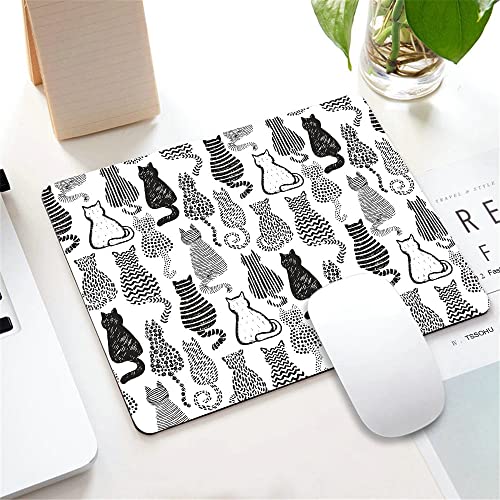 Abstract Kitten With Cute Tail Mouse Pad, Cat Themed Gifts For Women Mouse Mat,Washable Mousepads With Lycra Cloth, Non-Slip Rubber Base Small Mousepad, 9.5×7.9×0.12 Inches #TOP4