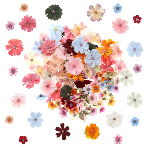 Kunstblumen Köpfe, 120 Stücke Kunstblumenstrauß Mini Künstliche Blumendeko Blütenköpfe Groß Seidenblumen Zum Basteln ür Tortendeko Hochzeitsdeko DIY Basteln Scrapbooking Party Home Handwerk Deko-Rosa