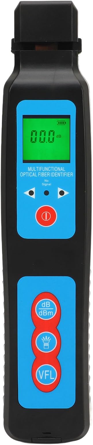BROLEO Live Fiber Identifier with VFL and Power Meter, 800-1700nm Red Light Source 10km Range 270Hz 1KHz 2KHz Optic Fiber Tester, Fiber Detector Fiber Traffic Identifier with Sound Prompt