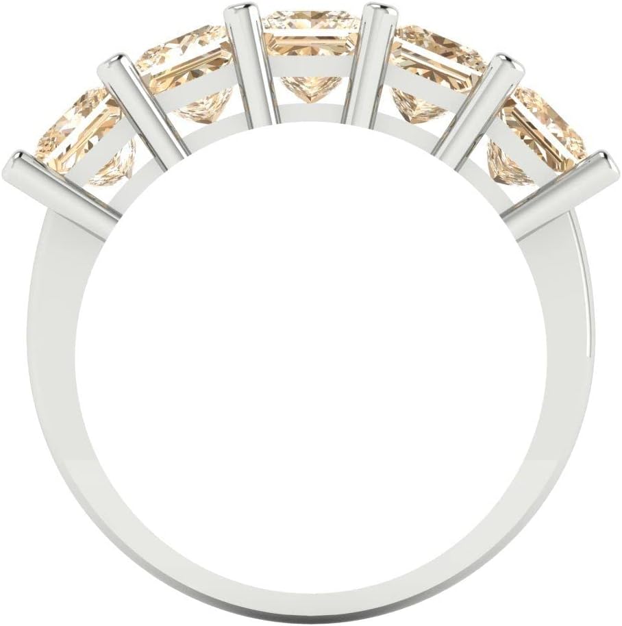 Clara Pucci 14K White Gold Wedding Band for Women | Stacking Classic Comfort Fit | Engagement Bridal Jewelry | 2.5 TCW Princess Cut Natural Morganite (4.5mm)
