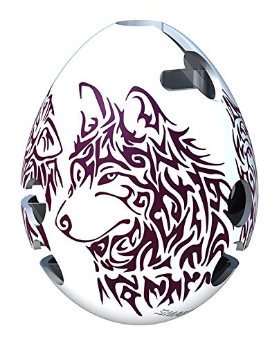 Bepuzzled Wolf 1-Layer, Smart Egg Labyrinth Puzzle Maze for Kids Age 8 and Above- White (Level 2) Great Easter Egg Hunt Gift