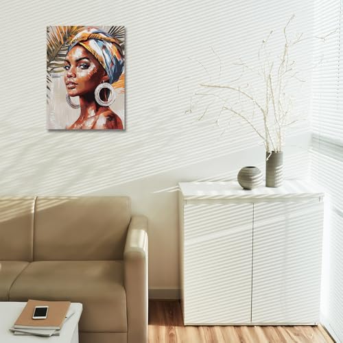 Aurionix Vintage African American Women Wall Art Fashion Black Girl Portrait Canvas Pictures You Are Bible Quotes Poster for Living Room Bedroom Home Office Framed Inspirational Gift for Women 12