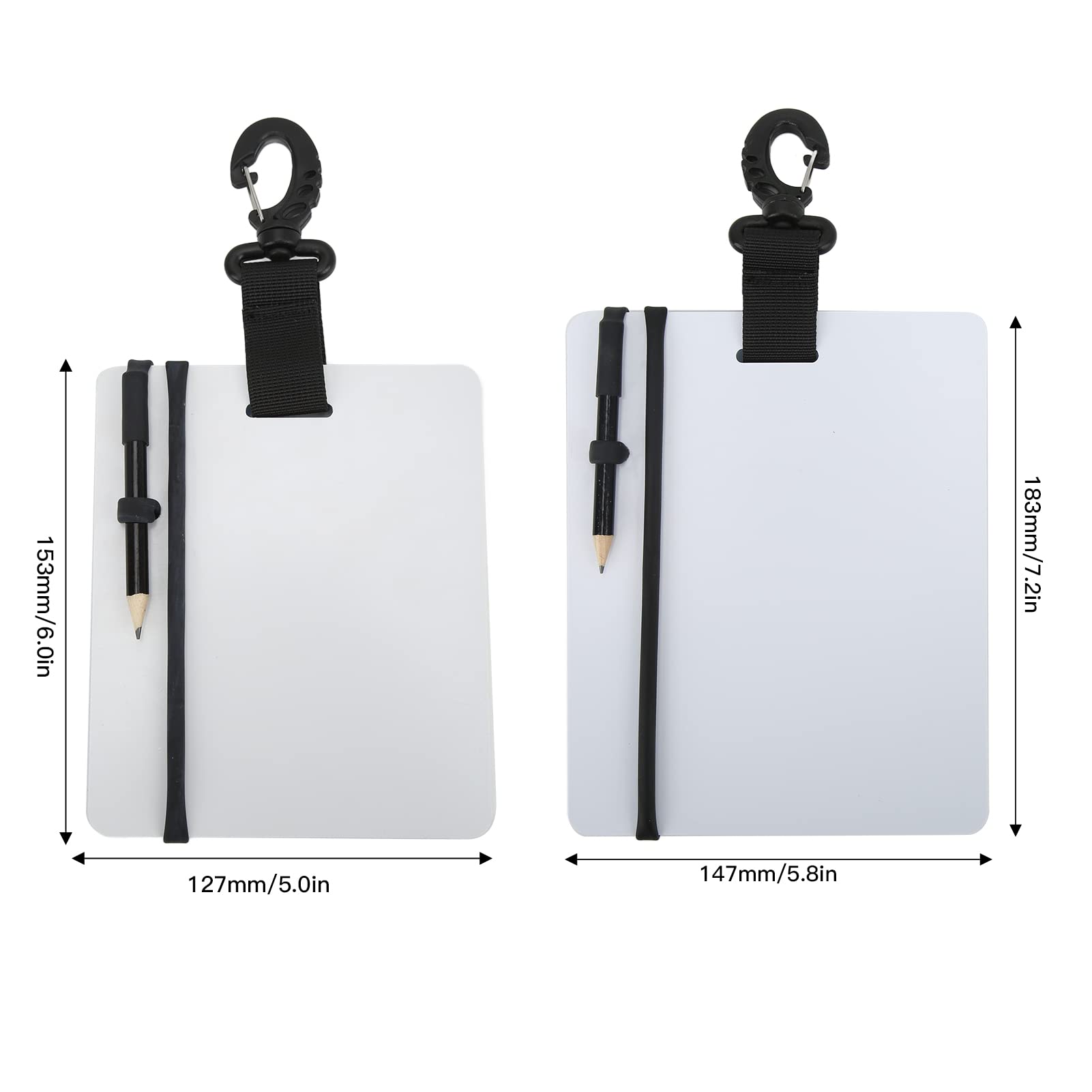 Underwater Writing Slate Diving Wordpad Gear Board Diving Writing Board with Pencil, for Outdoor Diving (127 * 153 * 3mm)