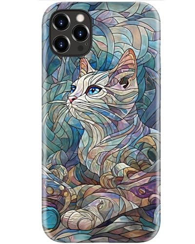 Image of Goodon for iPhone 12 Pro Case /iPhone 12 Case Cute - Wireless Charging Compatible - Dual-Layer Hard Shell + Silicone Cover - Protective Phone Case, Trendy Designs for Women - an Abstract Ragdoll Cat