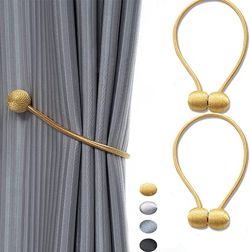Kit 2 Prendedores De Cortina Magnético Presilhas Abraçadeira com Imã LUMAI (Dourado)