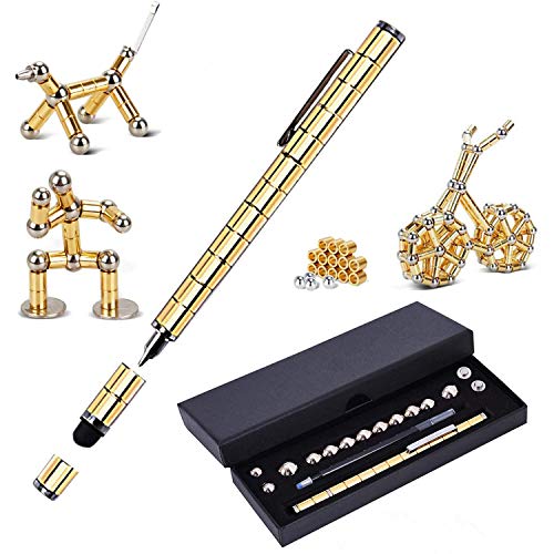 Magnetic Fidget Pen Toy Magnet Gel Pen Fidget Toy Think Ink Pen, can be Transformed into a Variety of Creative for Adult and Children Stress Relief Office Product (Gold)