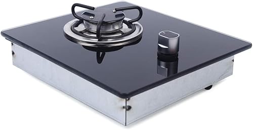 Miniatura 5 de Estufa de gas de un solo quemador para RV, 1.8 KW6141.85 BTU GLP Placa de cocina de vidrio integrada con regulador, estufa de encimera de acero
