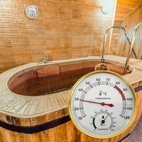 FUANA Termómetro e higrómetro de sauna con carcasa de metal, 10 C120 y 0 C100% RH, salas de sauna