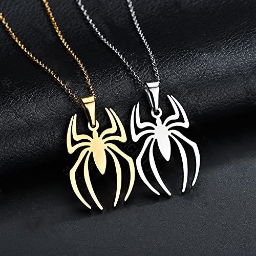 Spider Necklace for Men Women Titanium Stainless Steel Gold Silver Lightweight Fashion Anime Goth Cool Hippie Spider Man Pendant Necklace4