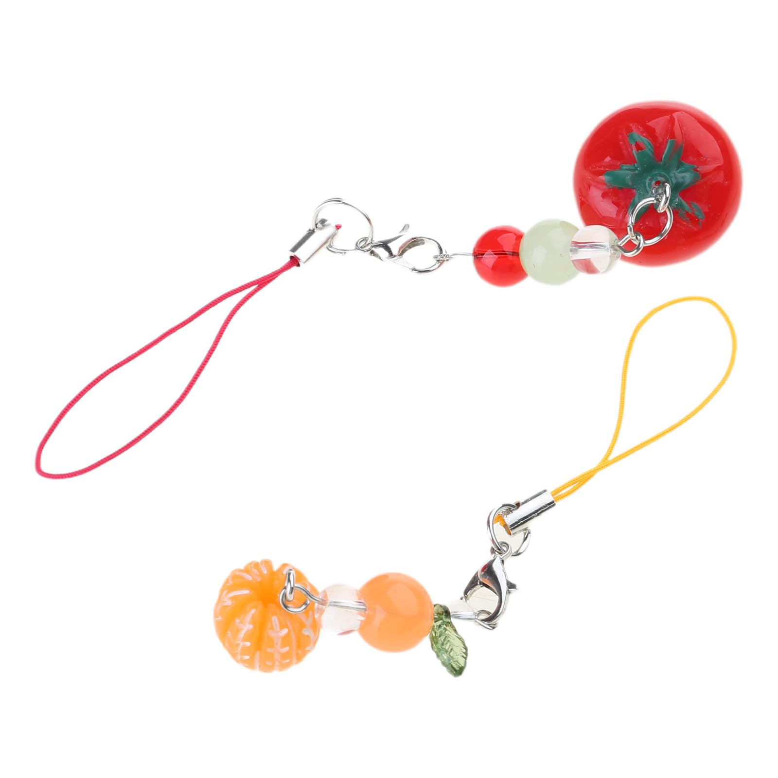 Xboka Women's As Picture Show Sweet Tomato And Orange Charm Phone Hanging Chain Stylish Fruit Pendant Keychain Acrylics Alloy Accessory For Bags