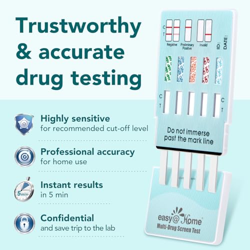 easyhome 5 panel urine drug test kit 5 pack - thcmarijuana cocaine opiopiates amp bzo all drugs testing strips in one kit - at home use screening test with results in 5 mins edoap-754