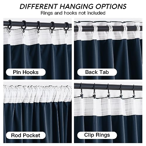 Image of RYB HOME Navy Velvet Curtains 90 inches- Velevt Blackout Curtains for Bedroom, Soft Luxury Window Decor for Hotel Room Hall Kid Room, Navy Blue, W52 x L90 inches, 2 Panels | Thermal Insulated, UV Privacy Blocking, Energy Efficient, Noise Reducing, Back Tab, Guest Room Office, W 52 x L 90, 2 Panels