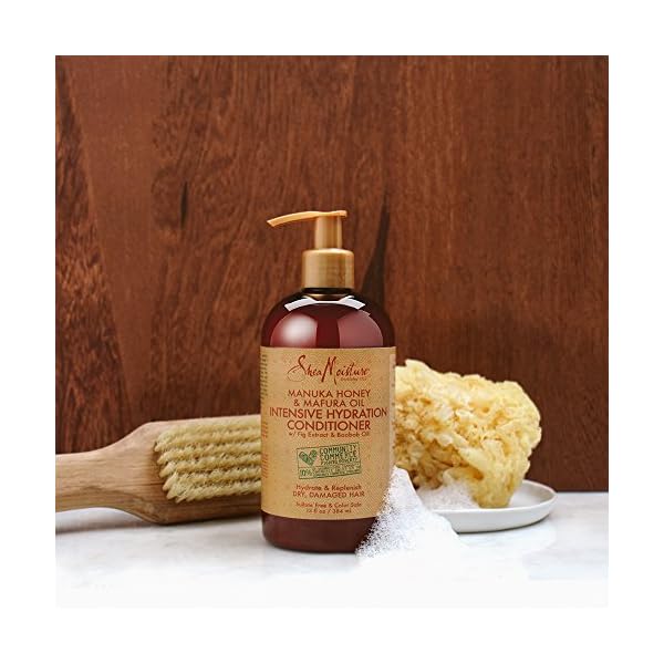SheaMoisture-Manuka-Honey-Mafura-Oil-Intensive-Hydration-Shampoo-Conditioner-Set-of-2-13-fl-Oz-each Shea Moisture Shampoo and Conditioner Set, Manuka Honey, Mafura Oil, Baobab Oil & Fig Extract, Hydrate + Replenish, Vitamin C, Sulfate Free & Hair Color Safe, Deep Conditioning, 13 Fl Oz Ea