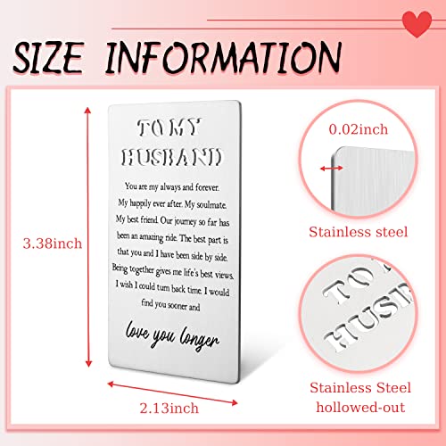 akeke Anniversary Card for Hubby Husband Wallet Card From Wife Engraved Wallet Insert Card I Love You Gifts Love Notes for Husband Long Distance Relationship Birthday Gifts for Husband Hubby Him BEC23