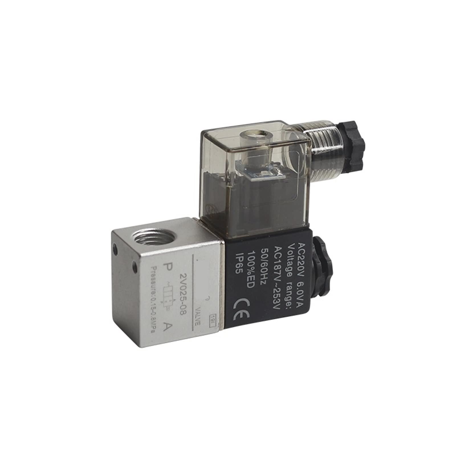 Válvula Solenoide de Aire neumática Tipo 2V025-08 dc12v 24v 220v, 2 Posiciones, 2 Puertos, válvula magnética de Aire Normalmente Cerrada, neumática, 1 Uds.(10mm Hose Pipe,AC220V)